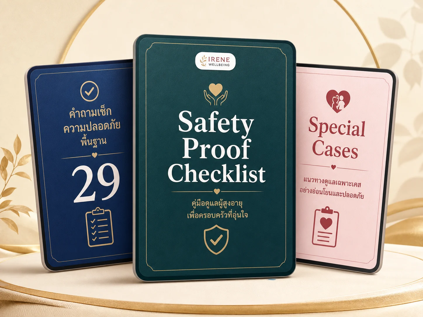 ภาพตัวอย่างชุดคู่มือ Safety Proof Checklist พร้อมคำถามปลอดภัยพื้นฐานและคำถามเฉพาะเคส